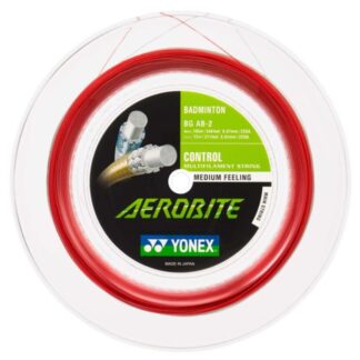 200 meter reel of red badminton string. Yonex Aerobite (Hybrid of Aerobite and Aerosonic).