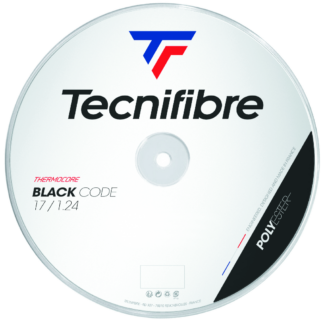 200m reel of Tecnifibre Black Code 124 string in black colour.