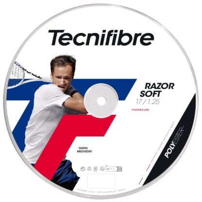 200m reel of Tecnifibre Razor Soft 125 string in black colour.