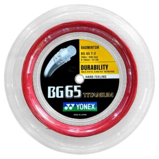 200m Reel of red badminton string. Yonex BG65 Titanium badminton string.