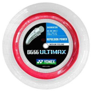 200m Reel of red badminton string. Yonex BG66 Ultimax badminton string.