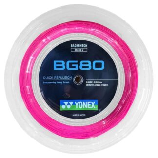 200m Reel of neon pink badminton string. Yonex BG80 badminton string.