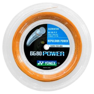 200m Reel of orange badminton string. Yonex BG80 Power badminton string.