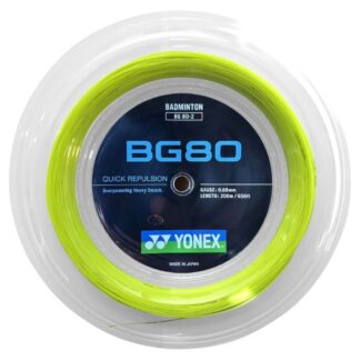 200m Reel of yellow badminton string. Yonex BG80 badminton string.