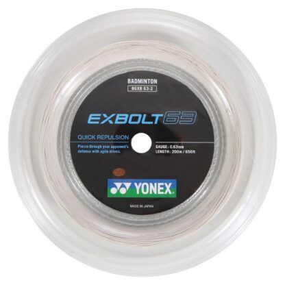 200m Reel of white badminton string. Yonex Exbolt 63 badminton string.