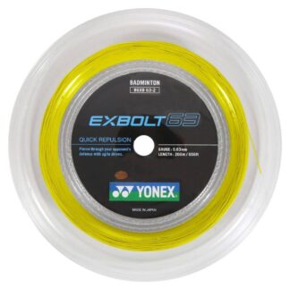 200m Reel of yellow badminton string. Yonex Exbolt 63 badminton string.