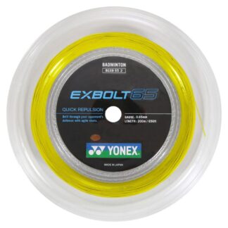 200m Reel of yellow badminton string. Yonex Exbolt 65 badminton string.