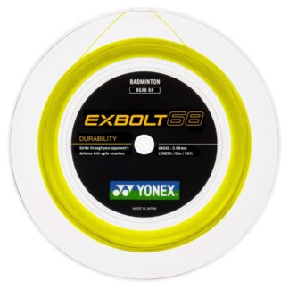 200m Reel of yellow badminton string. Yonex Exbolt 68 badminton string.