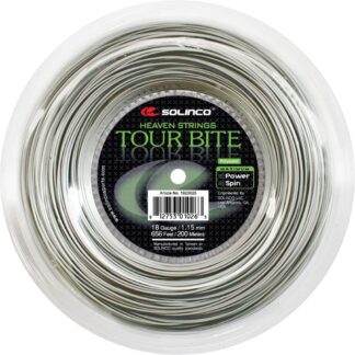 200m reel of Solinco Tour Bite 115 string in silver colour.