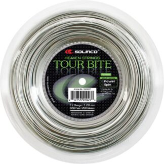 200m reel of Solinco Tour Bite 120 string in silver colour.