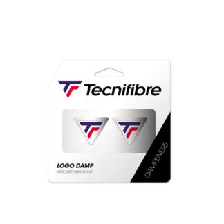 Pack of two dampeners, Triangle shaped with blue and red Tecnifibre logo. Tecnifibre Logo Damp Tri Colore.