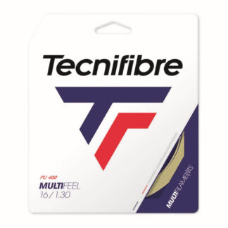Set of Tecnifibre MultiFeel 130 string in natural colour.