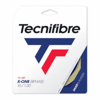 Set of Tecnifibre X-One BiPhase 130 string in natural colour.