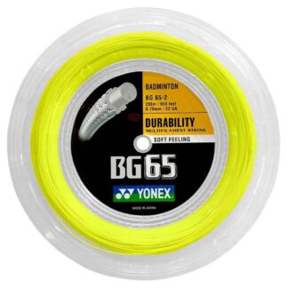 200m Reel of yellow badminton string. Yonex BG65 badminton string.