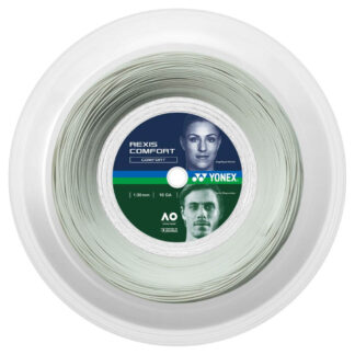 200m reel of Yonex Rexis Comfort 130 string in Cool White colour.