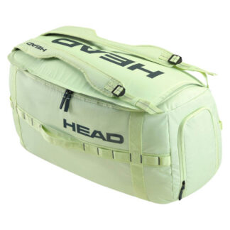 Lime/light green duffle bag with black HEAD branding. With shoulder straps and extra side compartments.