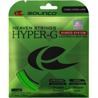 Set of Solinco Hyper-G Hybrid 120 string in Neon Green colour.