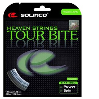 Set of Solinco Tour Bite 115 string in Silver colour.