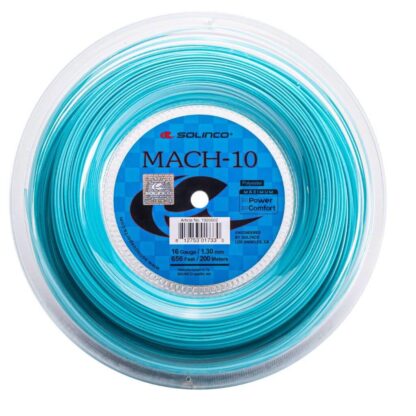 200m reel of Solinco Mach-10 130 string in blue colour.
