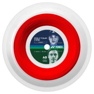 200m reel of Yonex Polytour Fire 125 string in red colour.