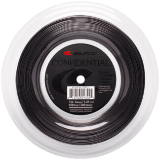 200m reel of Solinco Confidential 125 string in Black colour.