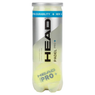 A tube of 3 HEAD Padel Pro+ Padel balls.