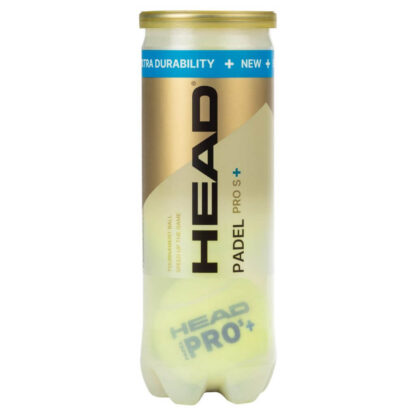 A tube of 3 HEAD Padel Pro S+ Padel balls.