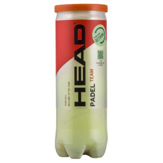 A tube of 3 HEAD Padel Team Padel balls.