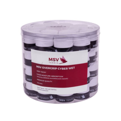 Box of 60 white MSV Cyber Wet Overgrips.