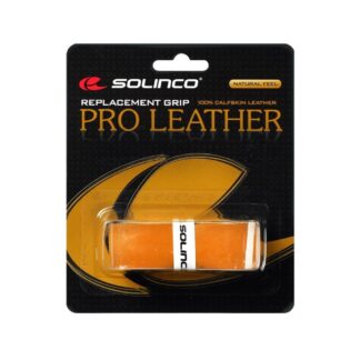 Pack of single Solinco Pro Leather Replacement grip in brown.