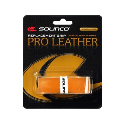 Pack of single Solinco Pro Leather Replacement grip in brown.