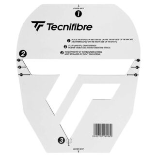 White Tecnifibre stencil for squash racquets.