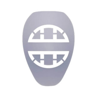 White Unsquashable stencil for squash racquets.
