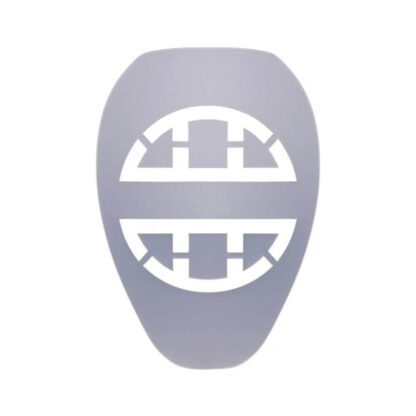 White Unsquashable stencil for squash racquets.