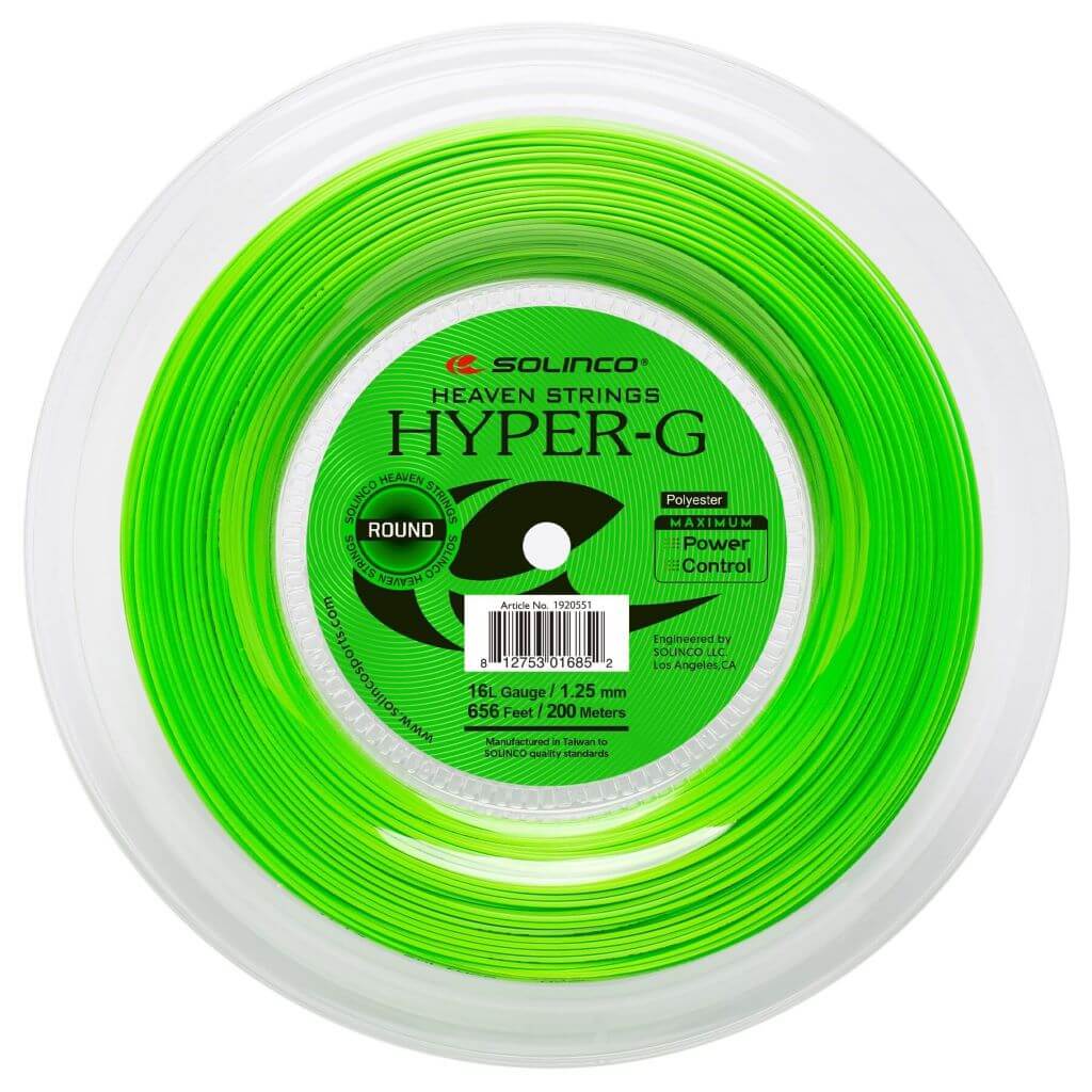 200m reel of Solinco Hyper-G Round 125 string in green / Neon green colour.