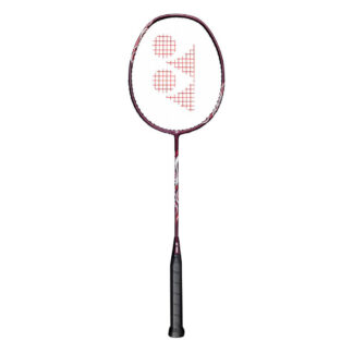 Dark red badminton racquet with white and red details. White strings with red Yonex logo and black grip. Yonex Astrox Lite 45i.