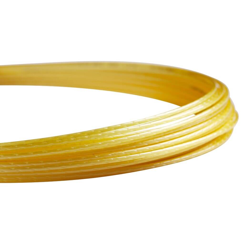 Set of Luxilon 4G Rough 125 string in Gold colour.