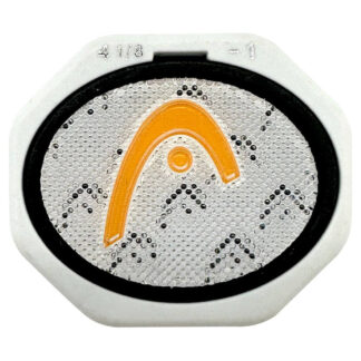 HEAD Butt Cap for tennis racquets. Grey with #D effeect trapdoor and orange HEAD logo.