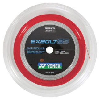 200m Reel of red badminton string. Yonex Exbolt 65 badminton string.