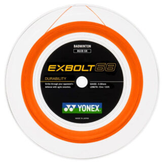 200m Reel of Flash Orange badminton string. Yonex Exbolt 68 badminton string.